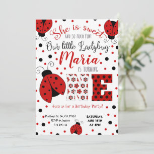 Lady bug Birthday Invitation Kaart