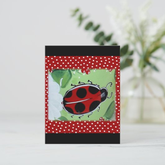 Lady Bug Briefkaart (Staand voorkant)