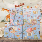 Lady Bug Butterfly Toad Gnome Fairies Garden Blue Inpakpapier Vel