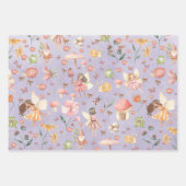 Lady Bug Butterfly Toad Gnome Fairy Garden Paars Inpakpapier Vel (Voorkant 2)