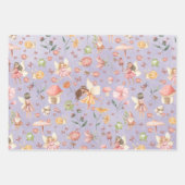 Lady Bug Butterfly Toad Gnome Fairy Garden Paars Inpakpapier Vel (Voorkant 3)
