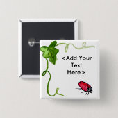 Lady Bug-Button Vierkante Button 5,1 Cm (Voorkant /achterkant)