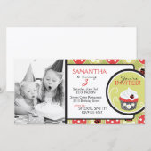 Lady Bug & Cupcake Carte photo de l'invitation (Devant / Derrière)