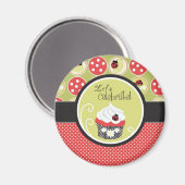 Lady Bug & Cupcake Verjaardag Magneet (Voorkant / Achterkant)