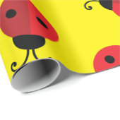 Lady Bug Cute 1st Birthday Party Cadeaupapier (Rol Hoek)
