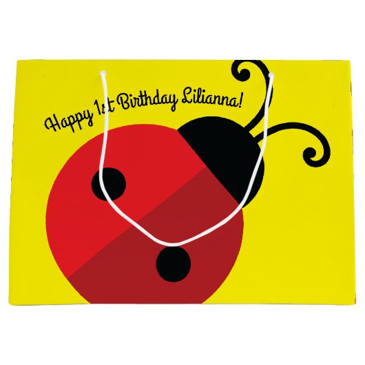 Lady Bug Cute 1st Birthday Party Groot Cadeauzakje (Voorkant)