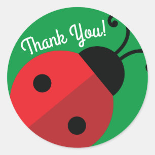 Lady Bug Cute 1st Birthday Party Ronde Sticker