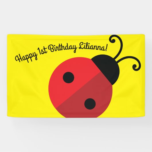 Lady Bug Cute 1st Birthday Party Spandoek (Horizontaal)