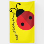 Lady Bug Cute 1st Birthday Party Spandoek (Verticaal)