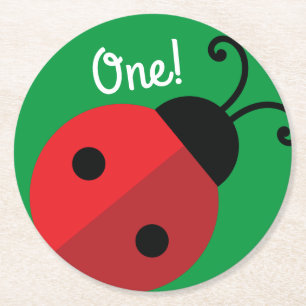 Lady Bug Cute Kind Ladybug Birthday Party Ronde Kartonnen Onderzetter