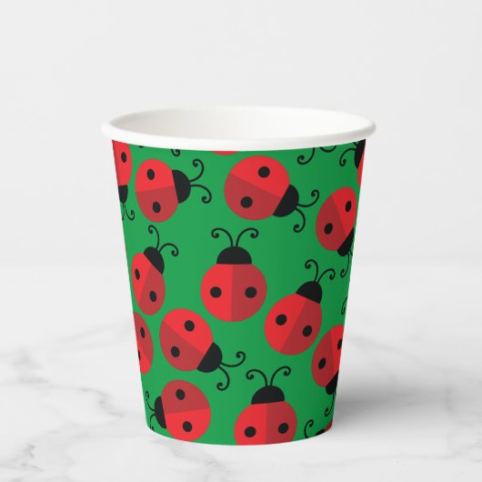 Lady Bug Cute Kinder 1e verjaardag Papier Cups Papieren Bekers (Voorkant)