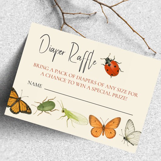 Lady Bug Diaper Raffle Baby Shower Enclosure Card Informatiekaartje