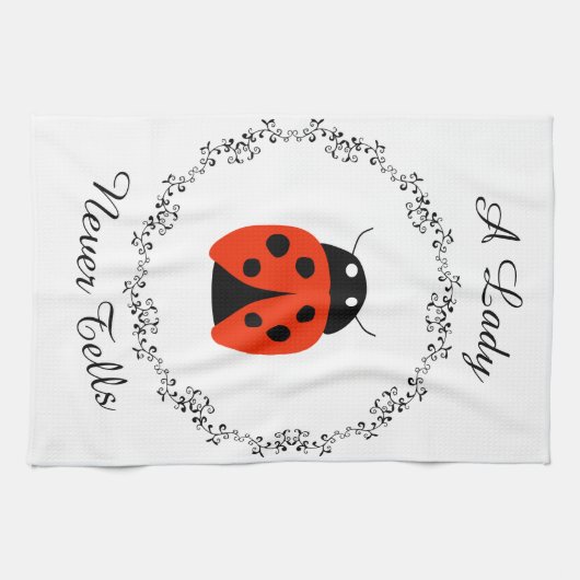 Lady Bug - Een dame vertelt nooit gepersonaliseerd Theedoek (Horizontaal)