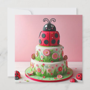 LADY BUG EN BLOEMEN KINDEREN VERJAARDAGSTAART KAART
