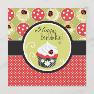 Lady Bug en Cupcake Birthday Kaart