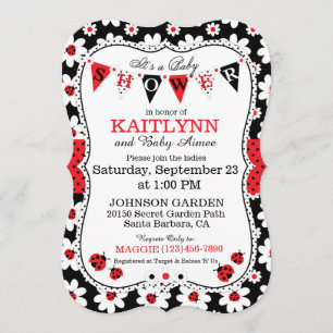 Lady Bug et Flower Imprimer Invitations de Baby sh