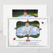 Lady Bug First Birthday Party Invitation -card- Kaart (Voorkant / Achterkant)