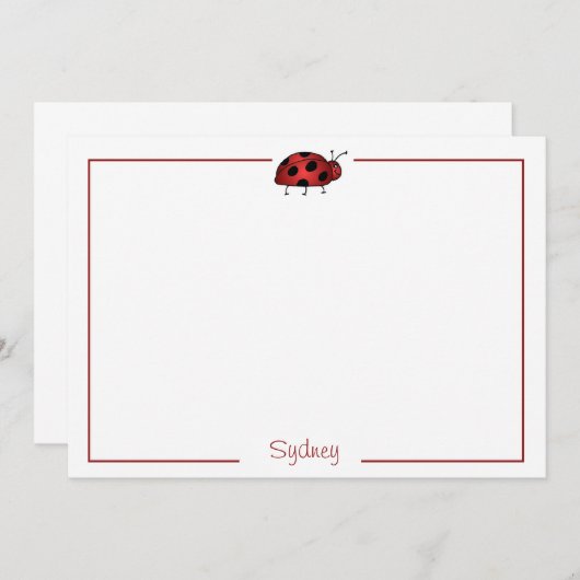 Lady Bug Flat Note Card Stationery (#FLAT 009) Notitiekaartje (Voorkant / Achterkant)