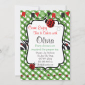 Lady Bug Garden Tea en Cakes Party Invitation Kaart (Achterkant)
