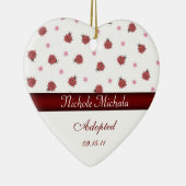 Lady Bug Heart Shaped Adoption Announcement Keepsa Keramisch Ornament (Rechts)