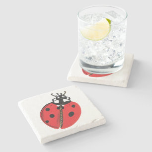 Lady Bug Illustratie Stenen Onderzetter