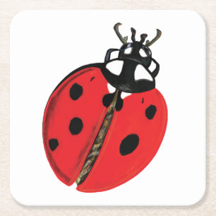 Lady Bug Illustratie Vierkante Kartonnen Onderzetter