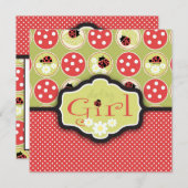 Lady Bug Invitation Square Kaart (Voorkant / Achterkant)