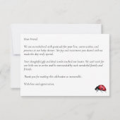 Lady bug kleine dame baby shower bedankkaart (Achterkant)