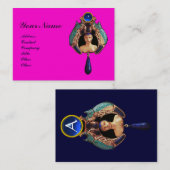 Lady Bug, Lapis, Blue Gemstone Monogram Roze Visitekaartje (Voorkant / Achterkant)