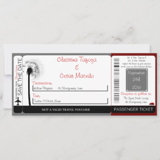Lady Bug op Dande Boarding Pass bruiloft uitnodigi Kaart