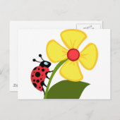 Lady Bug op de Gele Bloem Briefkaart (Voorkant / Achterkant)