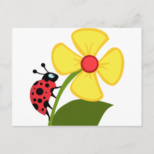 Lady Bug op de Gele Bloem Briefkaart