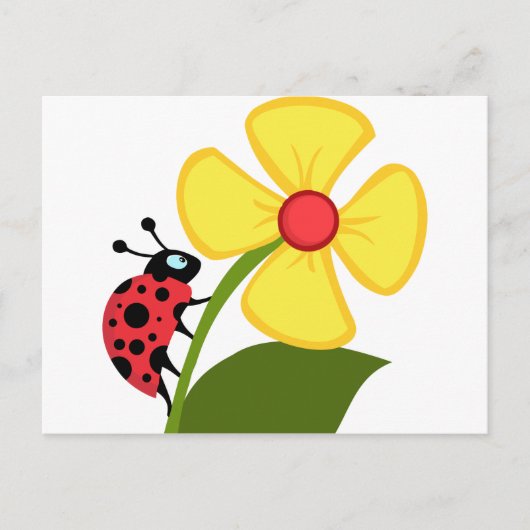 Lady Bug op de Gele Bloem Briefkaart (Voorkant)