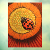 Lady Bug op rode bloem Raamsticker (Vel 3)