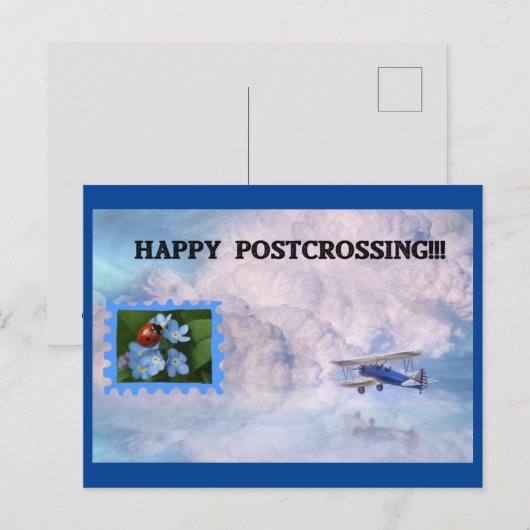 Lady Bug Stamp Airmail Carte postale (Devant / Derrière)