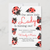 Lady bug verjaardagsmeisje feestuitnodiging kaart (Voorkant)