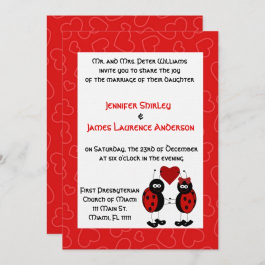 Lady Bug Wedding Uitnodiging (Voorkant / Achterkant)
