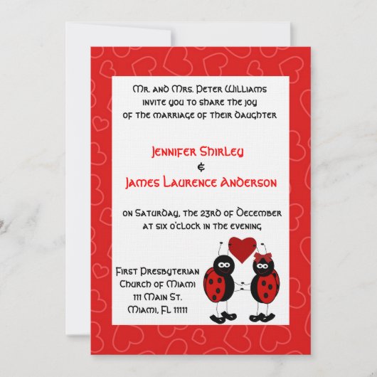 Lady Bug Wedding Uitnodiging (Voorkant)