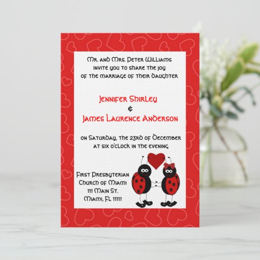 Lady Bug Wedding Uitnodiging (Staand voorkant)