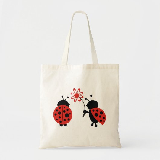Lady Bugs en bloem-Canvas tas (Voorkant)