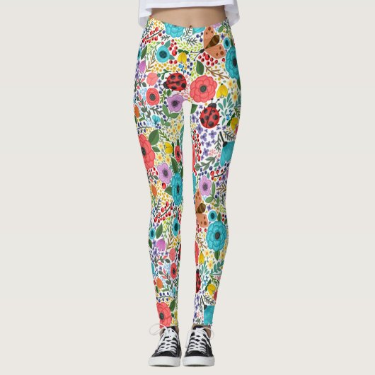 Lady Bugs en Flowers Leggings (Voorkant)