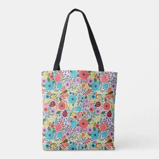 Lady Bugs en Flowers Tote Bag (Achterkant)