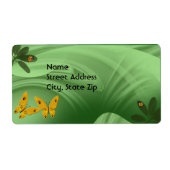 Lady bugs en vlinders in het groen etiket (Voorkant)