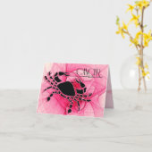 Lady Cancer Zodiac Roze Blank Kaart (Gele Bloem)