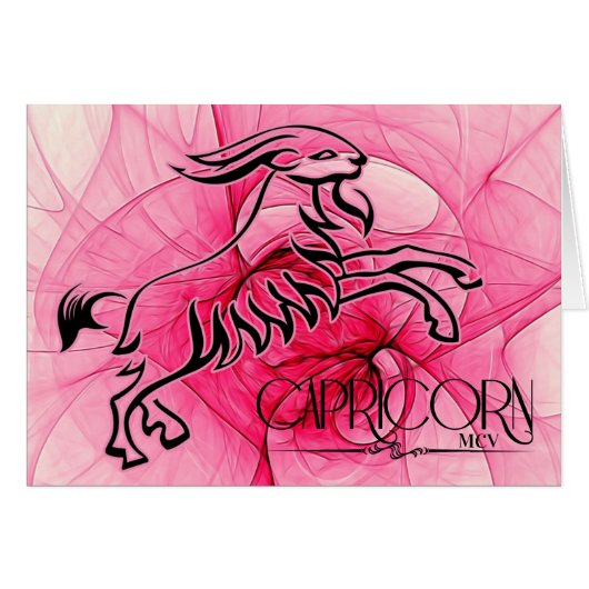 Lady Capricorn rose Zodiac blanc carte de note (Devant Horizontal)