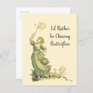  Lady Chasing Butterflies Briefkaart
