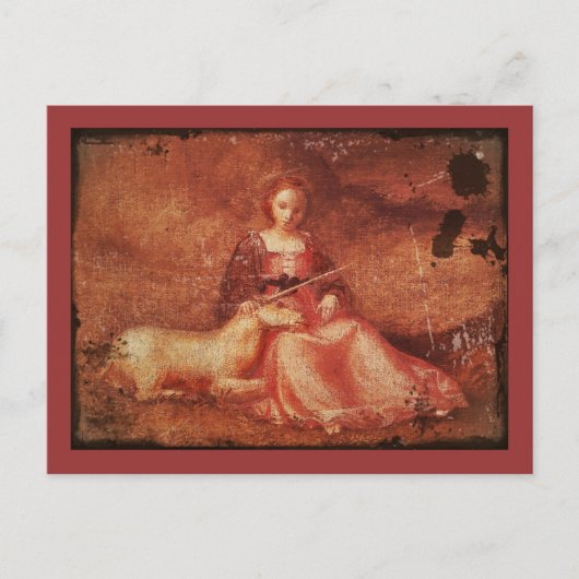Lady Chastity Holding Unicorn Briefkaart (Voorkant)