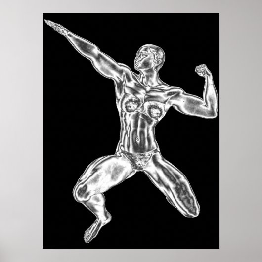 Lady Chrome Bodybuilder Pose Poster (Voorkant)