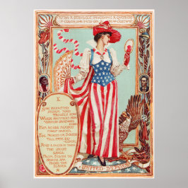 Lady Columbia Print & Poem Civil War, Slaves Free