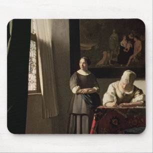 Lady die een brief schrijft met haar Maid, c.1670 Muismat